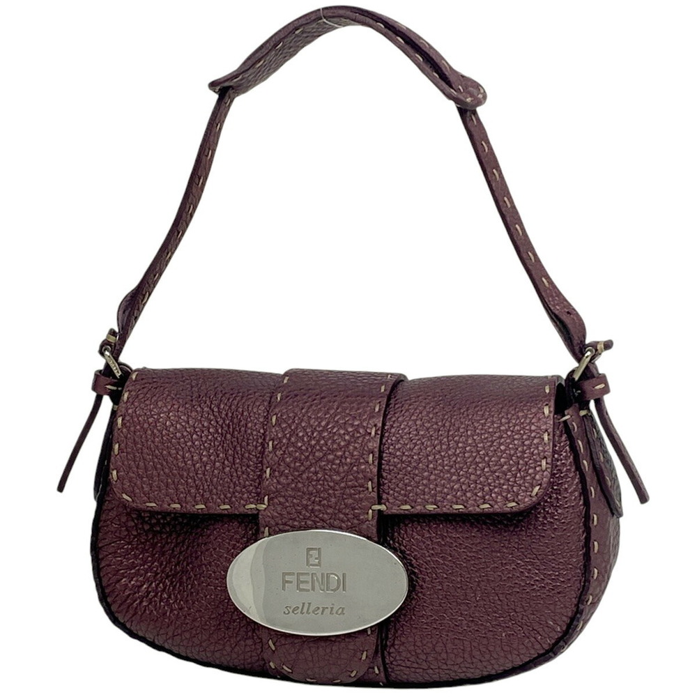 Fendi Selleria Handbag Leather Bordeaux Red